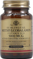 Methylcobalamin Sublingual Vitamin B12 -- 5000 mcg - 30 Nuggets Solgar