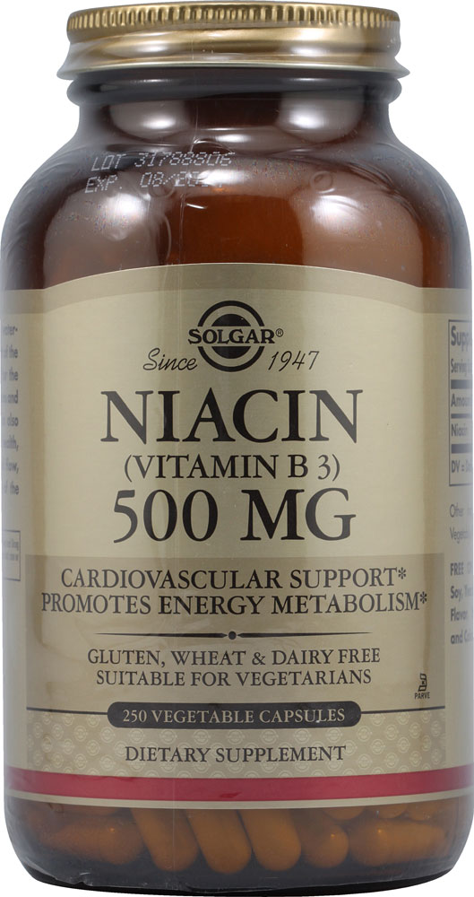 Solgar Витамин B3 с ниацином -- 500 мг -- 250 растительных капсул Solgar