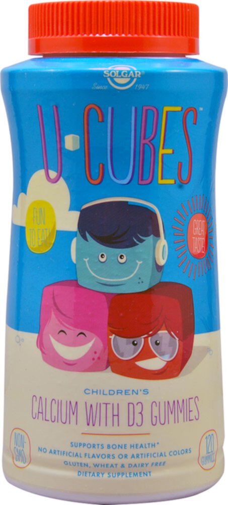 U Cubes™ Детский Кальций с D3 - 120 жевательных конфет - Solgar Solgar