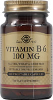 Vitamin B6 -- 100 mg - 100 Vegetable Capsules (Растительные капсулы) Solgar