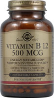 Витамин B12 - 500 мкг - 250 растительных капсул - Solgar Solgar