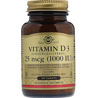 Solgar Витамин D3 Холекальциферол -- 25 мкг -- 180 Таблетки Solgar