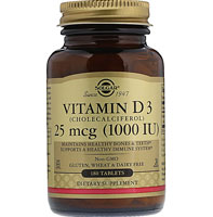 Vitamin D3 Cholecalciferol -- 25 mcg - 180 Tablets (Таблетки) Solgar