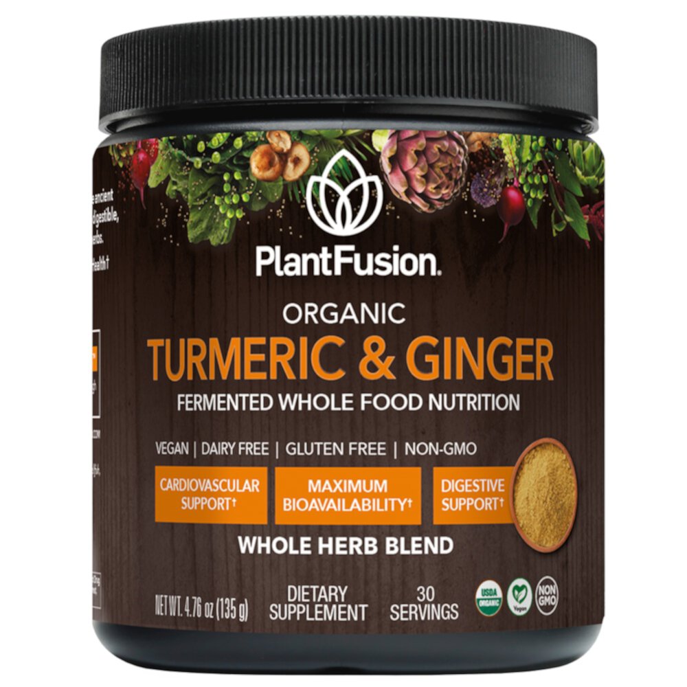 Organic Fermented Turmeric & Ginger Drink Mix -- 30 Servings (Порции) PlantFusion