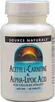 Source Naturals Ацетил L-карнитин и альфа-липоевая кислота — 650 мг — 60 таблеток Source Naturals