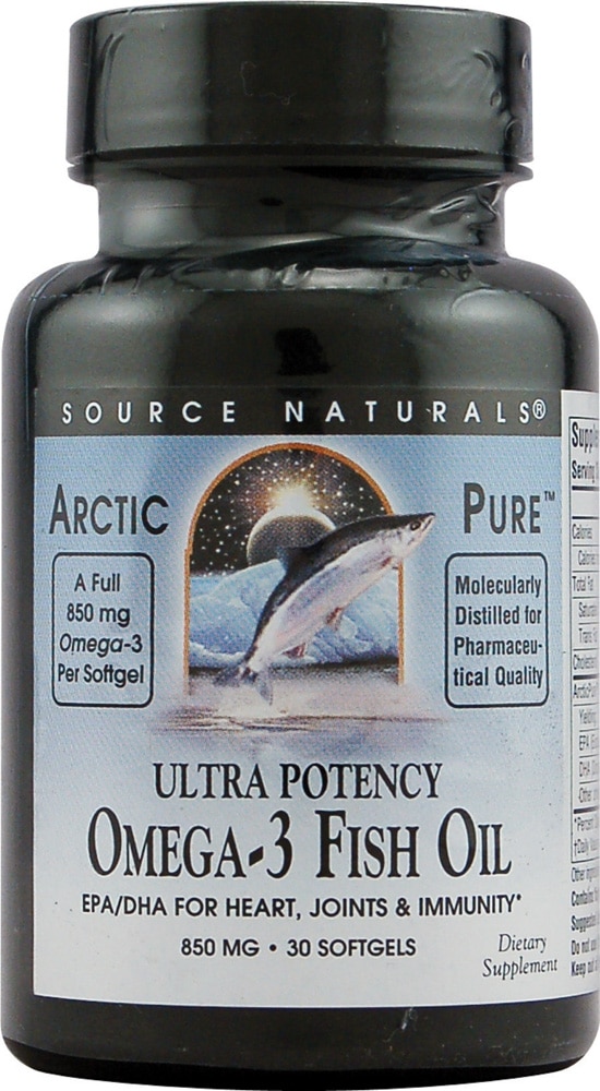 ArcticPure® Ultra Potency Omega-3 Fish Oil -- 850 mg - 30 Softgels (Мягкие капсулы) Source Naturals