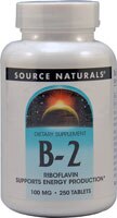 B-2 Рибофлавин -- 100 мг -- 250 таблеток Source Naturals