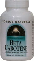 Бета-каротин Source Naturals — 25000 МЕ — 250 мягких капсул Source Naturals