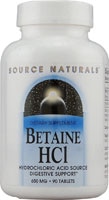 Betaine HCl -- 650 mg - 90 Tablets (Таблетки) Source Naturals