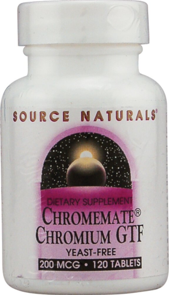 Chromemate® Chromium GTF Yeast Free -- 200 mcg - 120 Tablets (Таблетки) Source Naturals