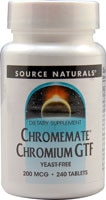 Chromemate Chromium GTF Yeast Free -- 200 mcg - 240 Tablets (Таблетки) Source Naturals