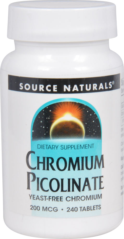 Минерал таб. Пиколинат хрома 500 мкг. Chromium Picolinate 200 MCG. Таблетки source naturals.