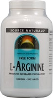 Free Form L-Arginine -- 1000 mg - 200 Tablets (Таблетки) Source Naturals