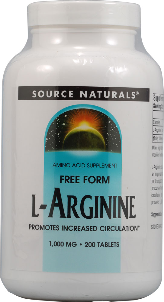 Free Form L-Arginine -- 1000 mg - 200 Tablets (Таблетки) Source Naturals