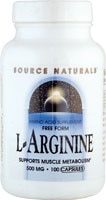 Free Form L-Arginine -- 500 mg - 100 Capsules (Капсулы) Source Naturals