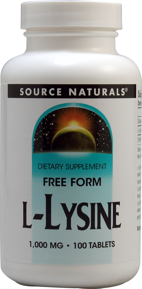 Source Naturals L-лизин в свободной форме — 1000 мг — 100 таблеток Source Naturals