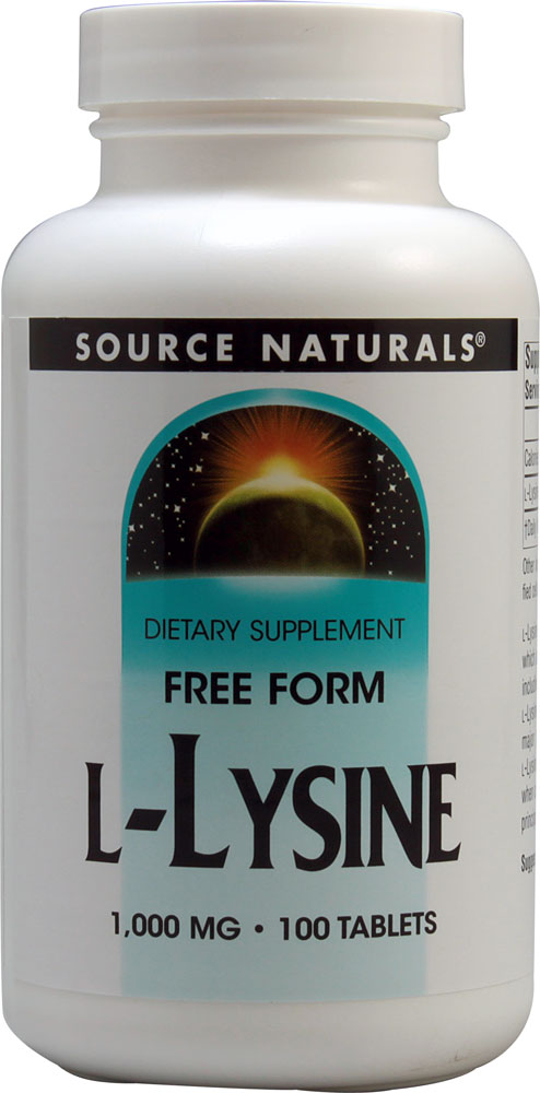 Free Form L-Lysine -- 1000 mg - 100 Tablets (Таблетки) Source Naturals