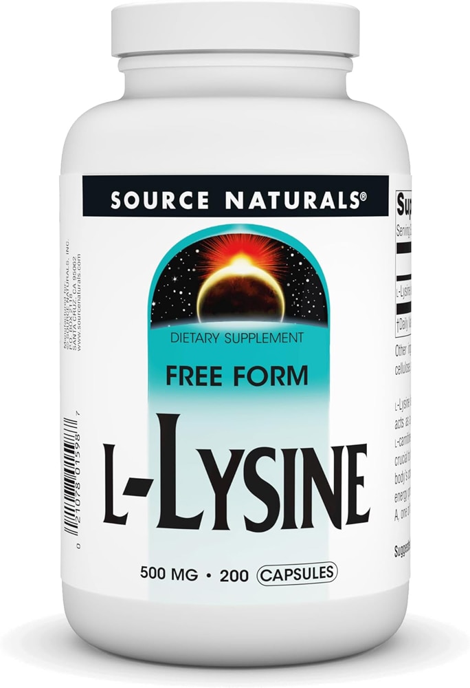 Free Form L-Lysine -- 500 mg - 200 Capsules (Капсулы) Source Naturals