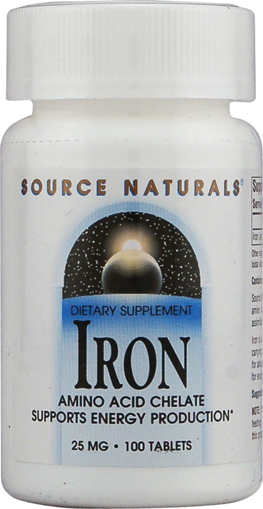 Iron -- 25 mg - 100 Tablets (Таблетки) Source Naturals