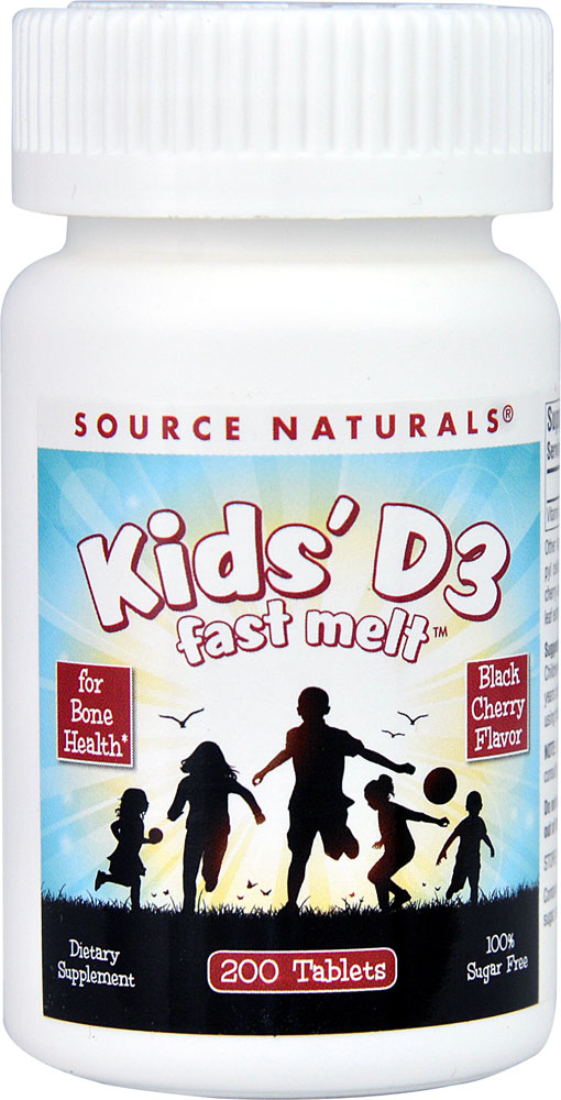 Source Naturals Kids' D3 Fast Melt™ Черная вишня — 200 таблеток Source Naturals