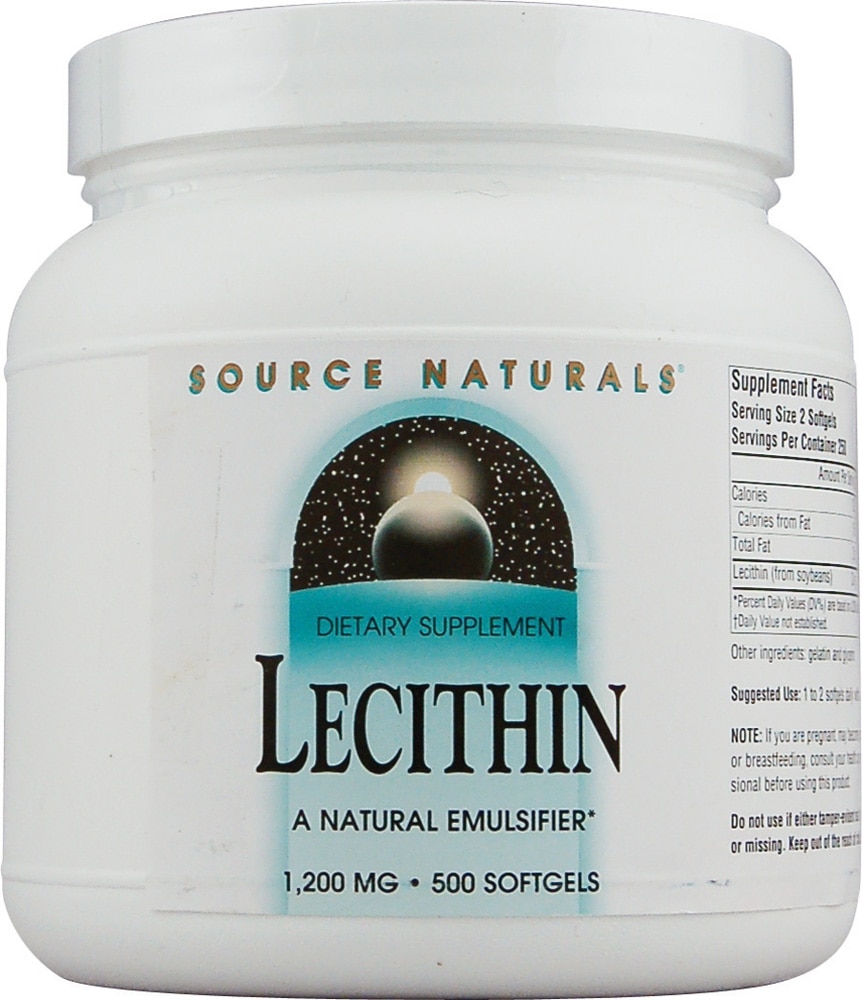 Лецитин Source Naturals -- 1200 мг -- 500 мягких капсул Source Naturals