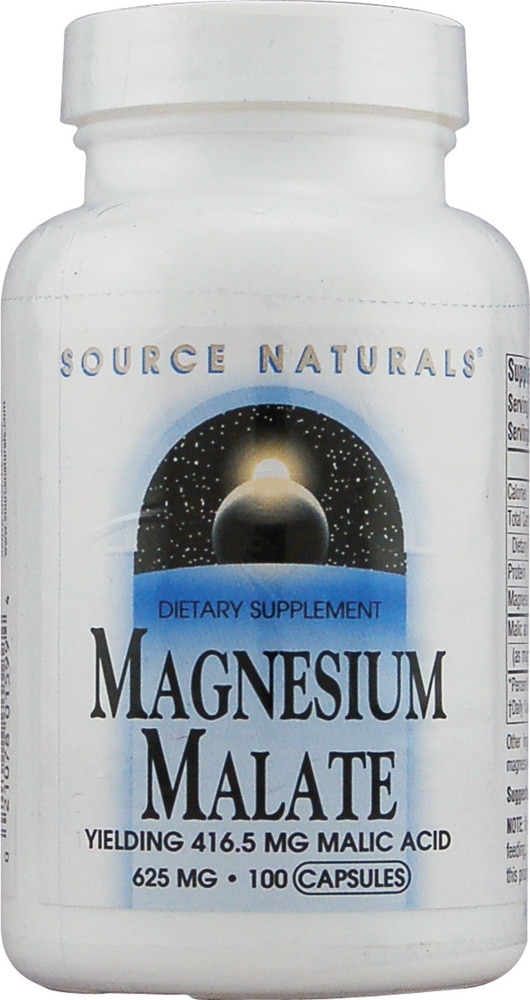 Магний Малат - 625 мг - 100 капсул - Source Naturals Source Naturals