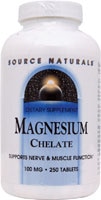 Магний Хелат - 100 мг - 250 таблеток - Source Naturals Source Naturals