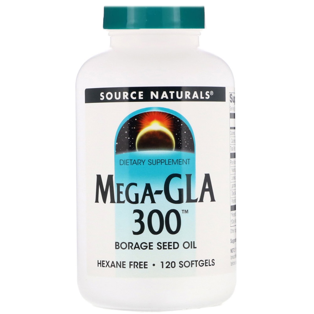 Source Naturals Mega GLA 300™ Масло семян бурачника – 120 мягких желатиновых капсул Source Naturals