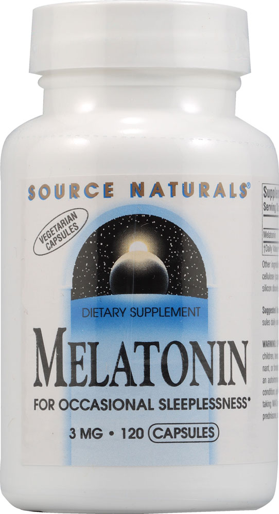 Melatonin -- 3 mg - 120 Vegetarian Capsules (Вегетарианские капсулы) Source Naturals