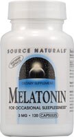 Melatonin -- 3 mg - 120 Vegetarian Capsules (Вегетарианские капсулы) Source Naturals