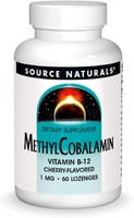 MethylCobalamin Vitamin B-12 Cherry -- 1 mg - 60 Lozenges (Пастилки) Source Naturals