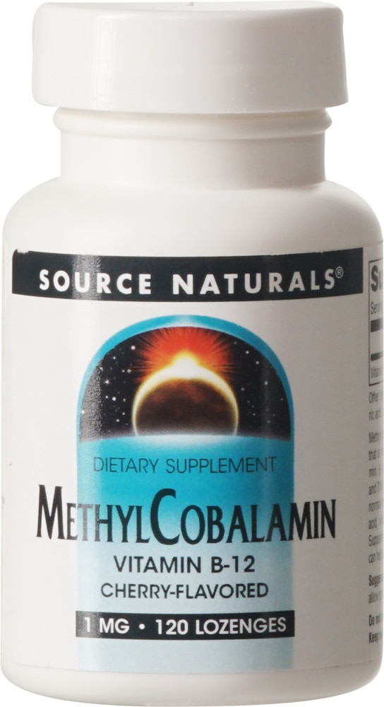 MethylCobalamin Vitamin B12 Cherry -- 1 mg - 120 Lozenges (Пастилки) Source Naturals