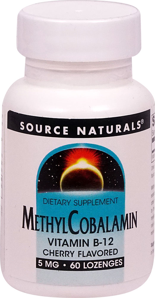 Methylcobalamin Vitamin B12 Cherry -- 5 mg - 60 Lozenges (Пастилки) Source Naturals