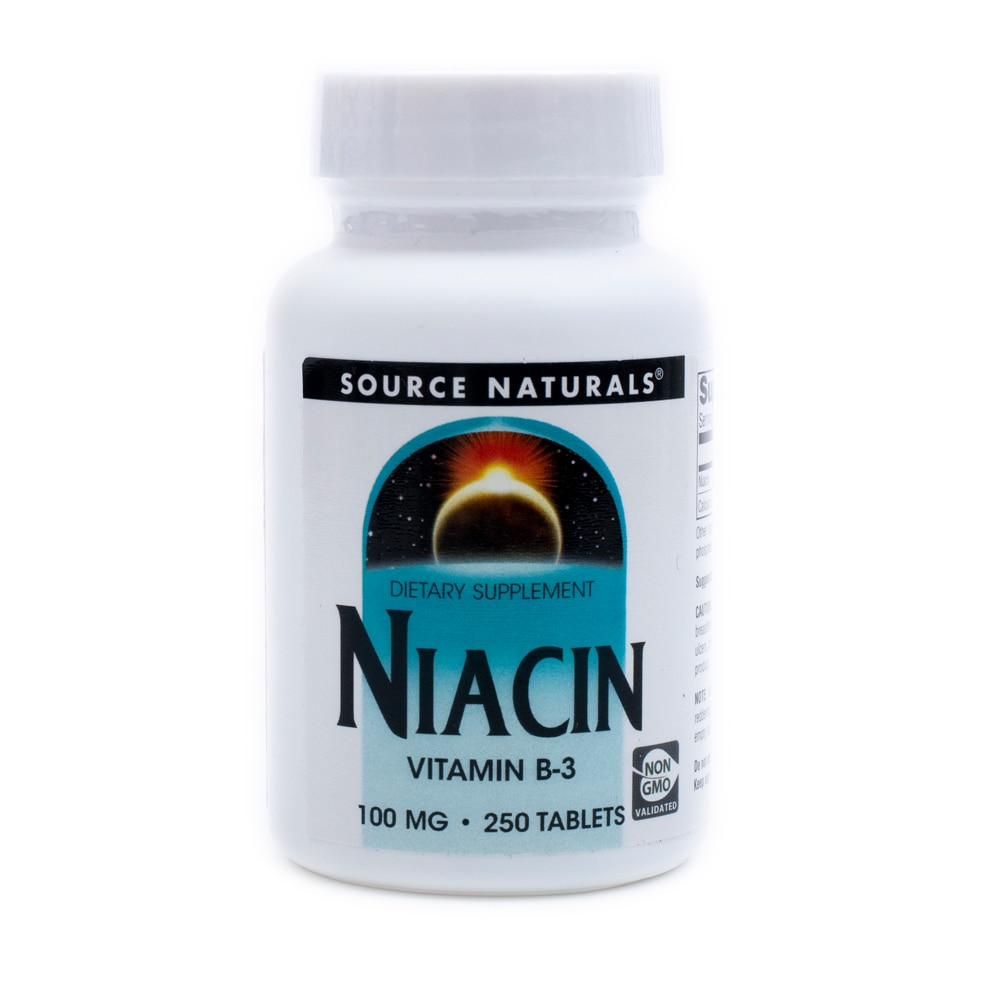 Source Naturals Ниацин, витамин B-3, 100 мг, 250 таблеток Source Naturals