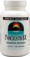 Pancreatin 8X -- 500 mg - 100 Capsules (Капсулы) Source Naturals