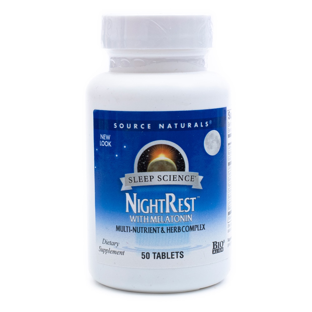 Sleep Science™ NightRest™ with Melatonin -- 50 Tablets (Таблетки) Source Naturals