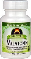 Vegan True™ Melatonin Orange -- 2.5 mg - 60 Tablets (Таблетки) Source Naturals