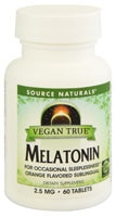 Source Naturals Vegan True™ мелатонин — 3 мг — 60 вегетарианских капсул Source Naturals