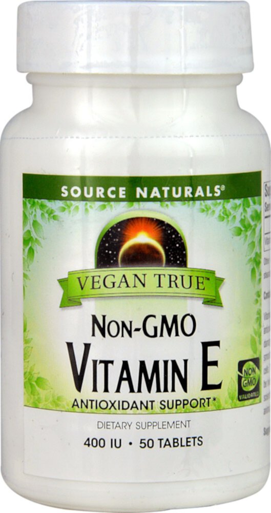 Vegan True™ Vitamin E -- 400 IU - 50 Tablets (Таблетки) Source Naturals