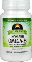 Source Naturals Vegan True™ Omega-3s — 300 мг — 30 веганских мягких желатиновых капсул Source Naturals