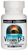 Source Naturals Витамин D-3 Fast Melt™ — 2000 МЕ — 120 таблеток Source Naturals