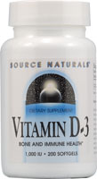 Source Naturals Витамин D-3 – 1000 МЕ – 200 капсул Source Naturals