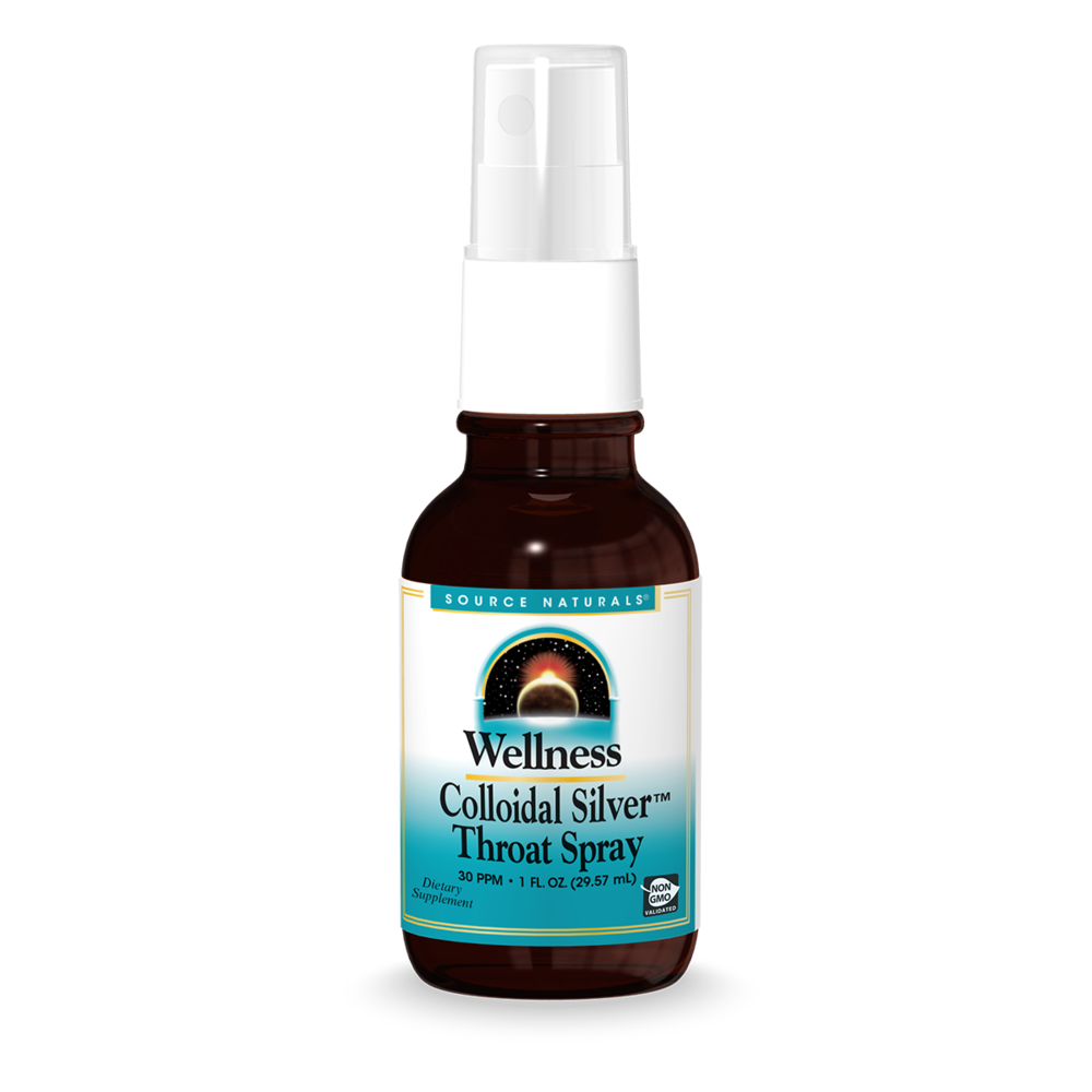 Wellness Colloidal Silver Throat Spray (Спрей) -- 30 ppm - 1 fl oz (Жидкие унции) Source Naturals