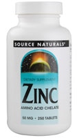 Zinc -- 50 mg - 250 Tablets (Таблетки) Source Naturals