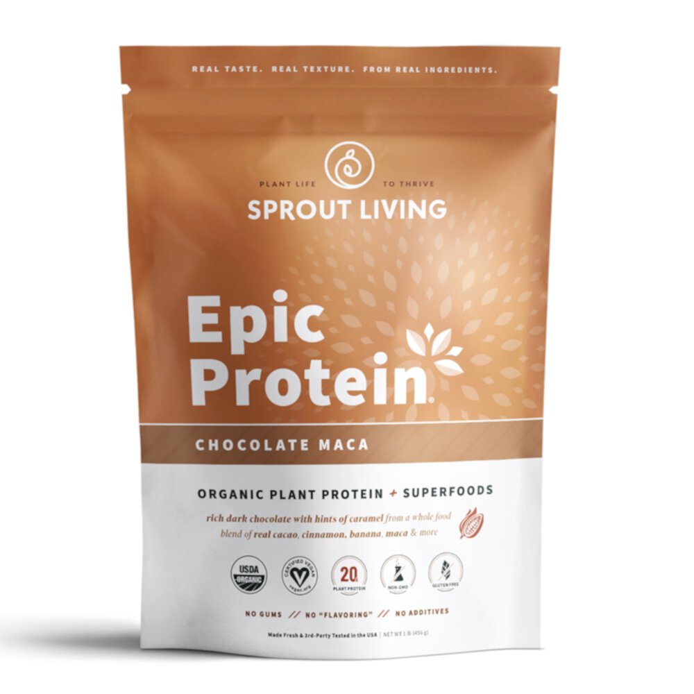 Epic Protein - Organic Plant Protein and Superfoods Chocolate Maca -- 16 oz (Унции) Sprout Living