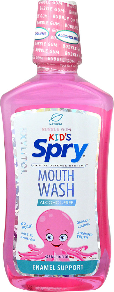 Детские Средства для Полоскания Рта Spry Kids Mouth Wash with Xylitol Bubble Gum -- 16 fl oz Spry