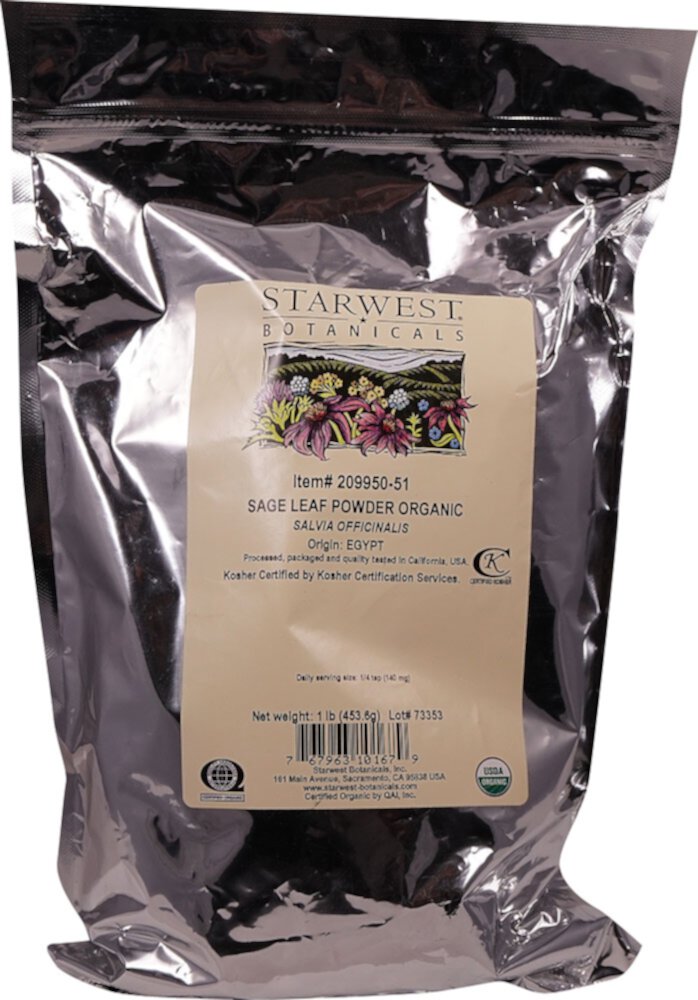 Органический порошок листьев шалфея Starwest Botanicals — 1 фунт Starwest Botanicals