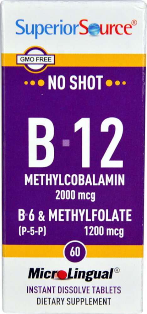 No Shot B-12 B-6 & Methylfolate -- 60 MicroLingual Tablets (Таблетки) Superior Source