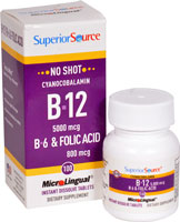 No Shot B-12 B-6 & Folic Acid -- 100 MicroLingual® Tablets (Таблетки) Superior Source