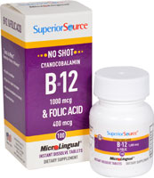 No Shot B-12 & Folic Acid -- 100 MicroLingual® Tablets (Таблетки) Superior Source